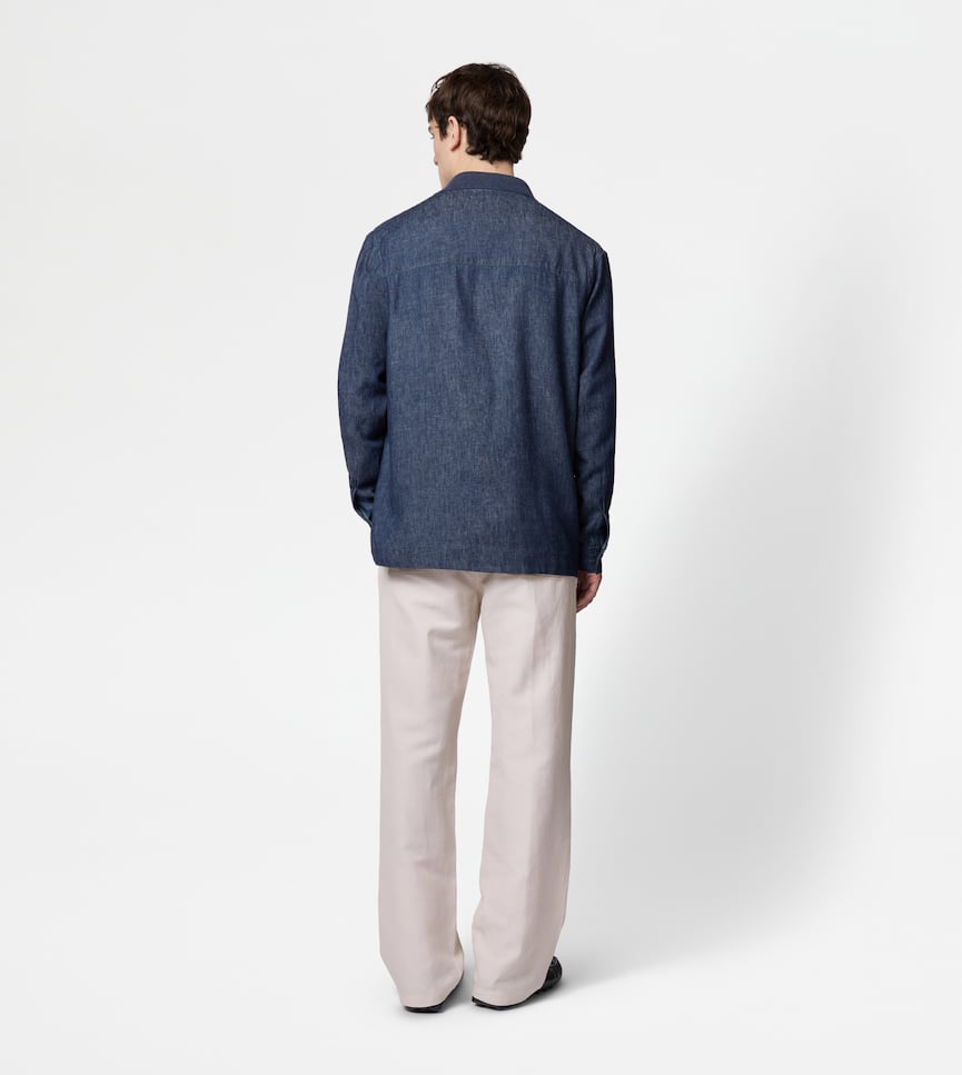 Linen Blend Overshirt - On body, rear view