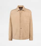 Pashmy Shirt Jacket in Suede-BEIGE