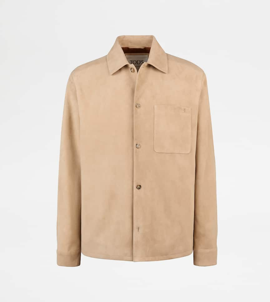 Pashmy Shirt Jacket in Suede - Front view