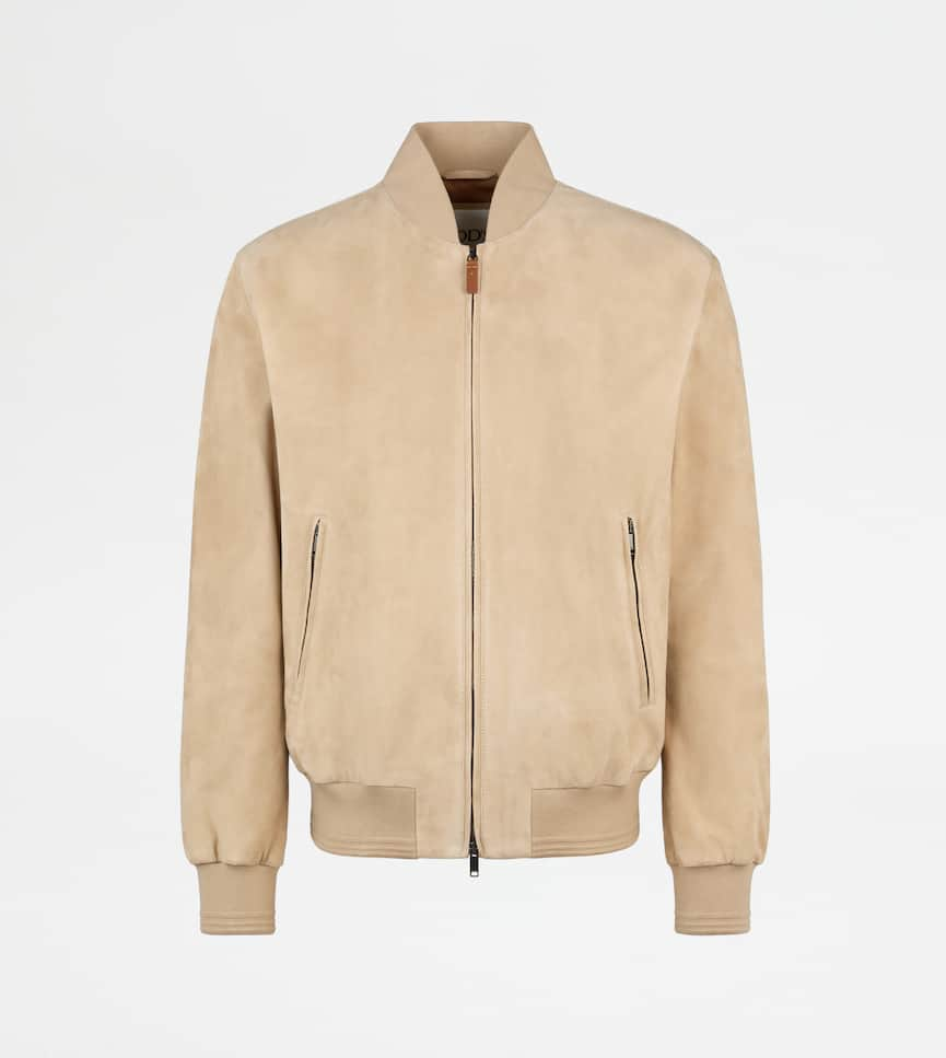 Pashmy Bomber Jacket in Suede - Front view