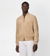 Pashmy Bomber Jacket in Suede-BEIGE