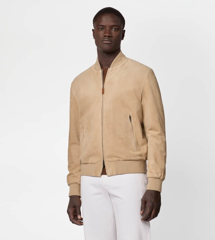 Pashmy Bomber Jacket in Suede - On body