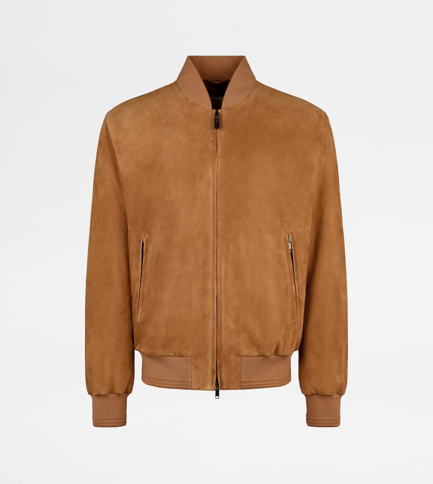 Pashmy Bomber Jacket in Suede - Front view