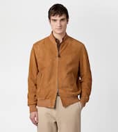 Pashmy Bomber Jacket in Suede-ORANGE