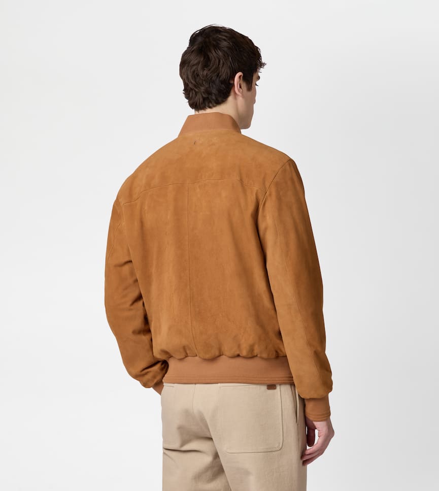 Pashmy Bomber Jacket in Suede - On body