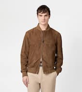 Pashmy Bomber Jacket in Suede-BROWN