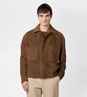 Pashmy Coach Jacket in Suede-BROWN