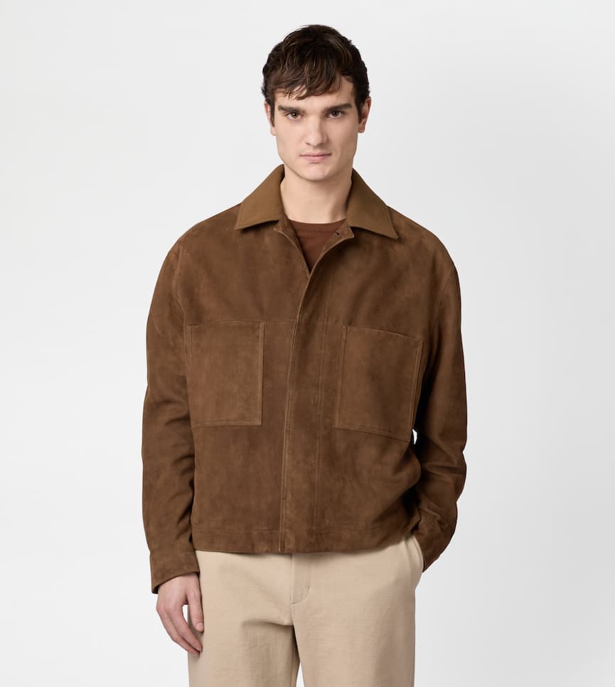 Pashmy Coach Jacket in Suede - On body