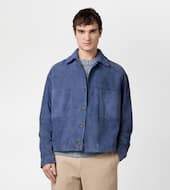 Pashmy Coach Jacket in Suede-BLUE