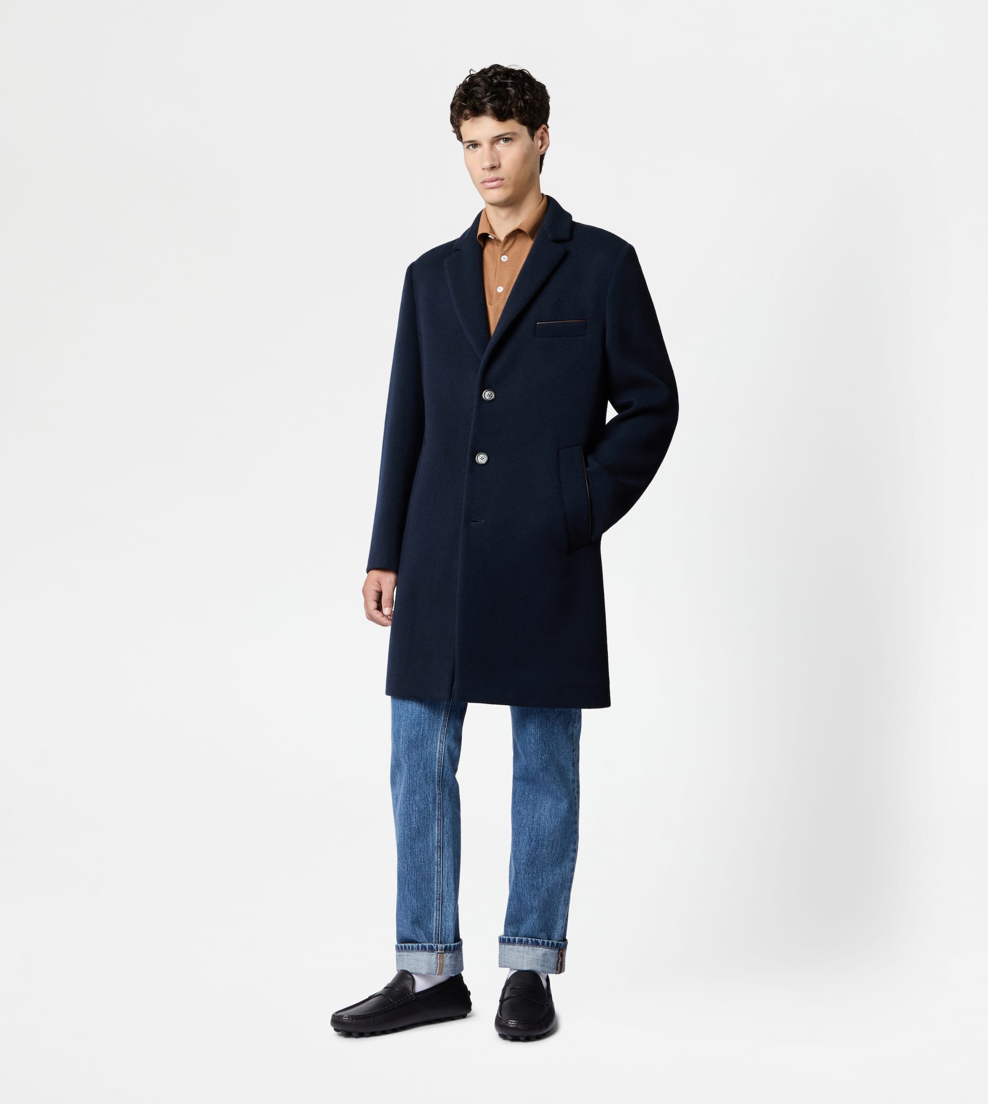 Man BLUE Coat in Cashmere Blend Jersey X1M54490540WGHXSU805 | Tods