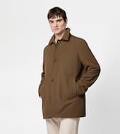 Car Coat in Stretch Nylon-BROWN