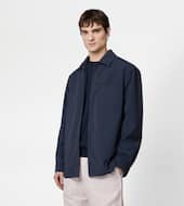 Car Coat in Stretch Nylon-BLUE