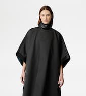 Cape with Leather Inserts-GREY