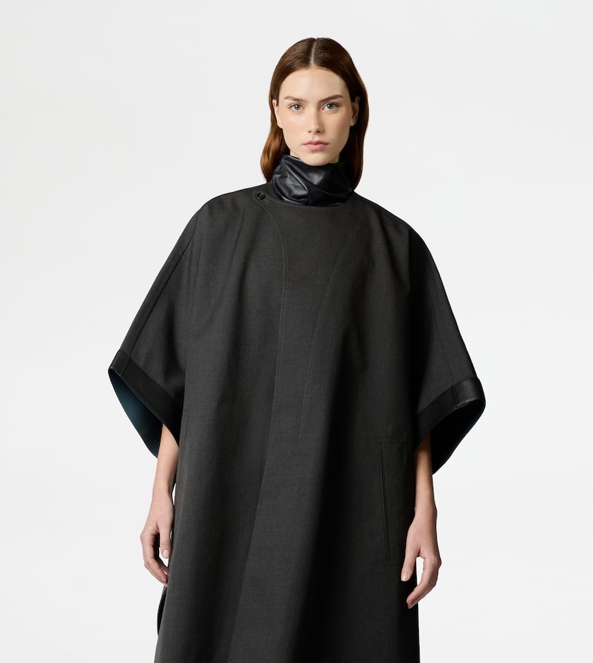 Cape with Leather Inserts - On body