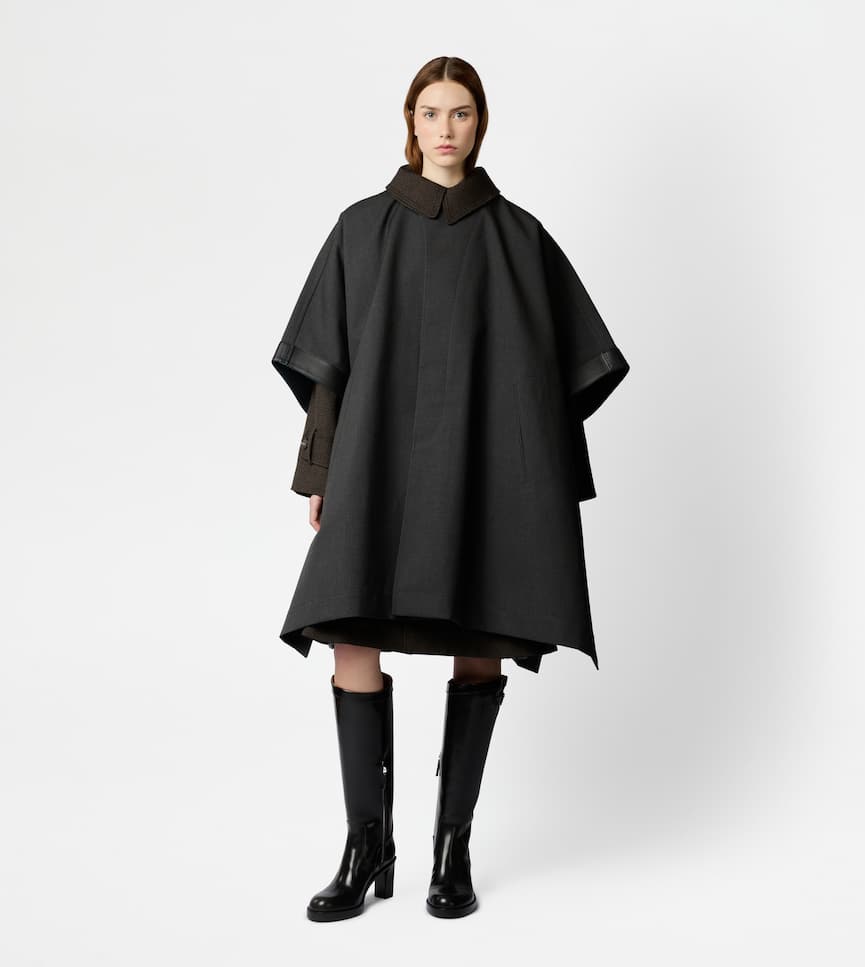 Cape with Leather Inserts - On body