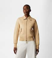 Bomber en Cuir-BEIGE