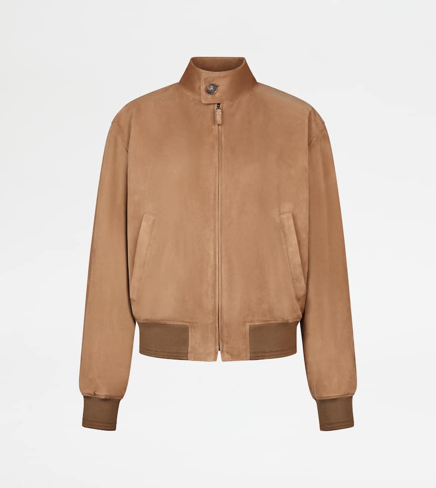 Pashmy Bomber Jacket in Suede - Front view