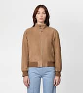 Pashmy Bomber Jacket in Suede-BEIGE