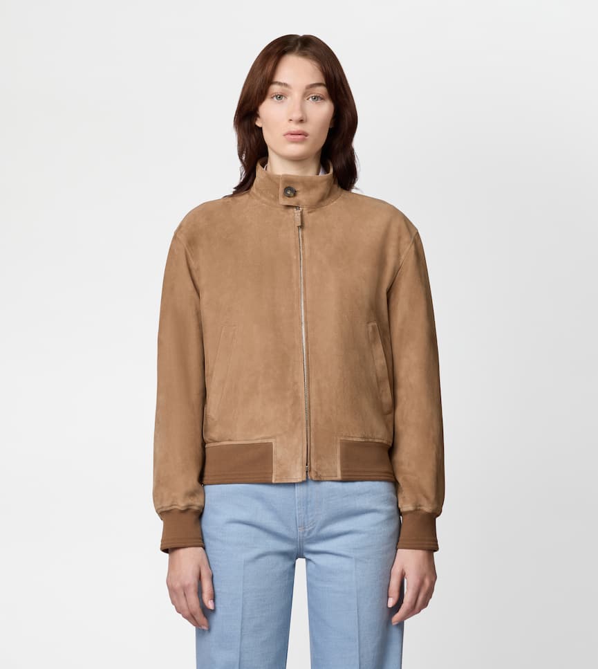 Pashmy Bomber Jacket in Suede - On body