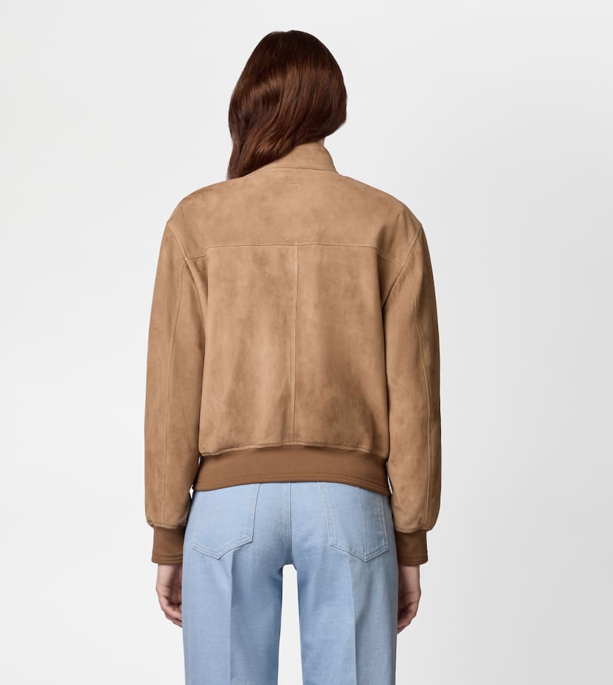 Pashmy Bomber Jacket in Suede - On body