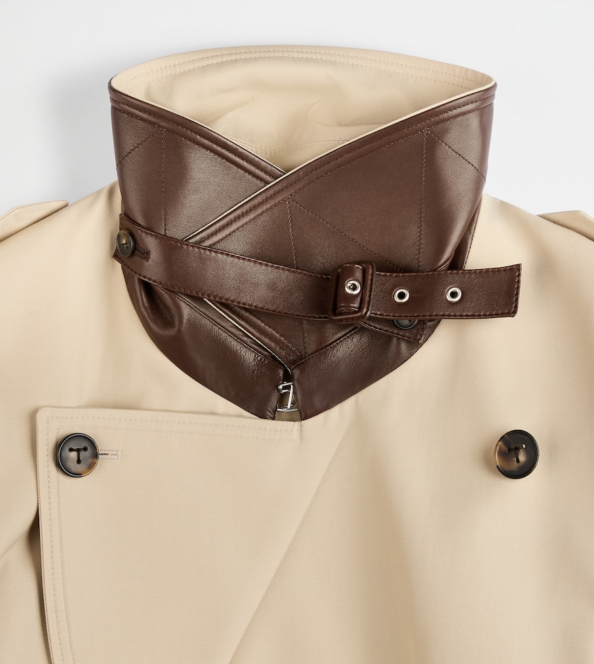 Wool Blend Short Trench Coat - Detailing