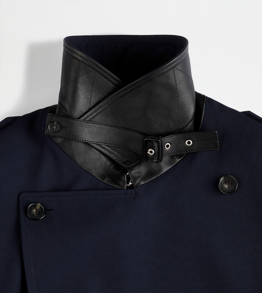 Wool Blend Short Trench Coat - Detailing