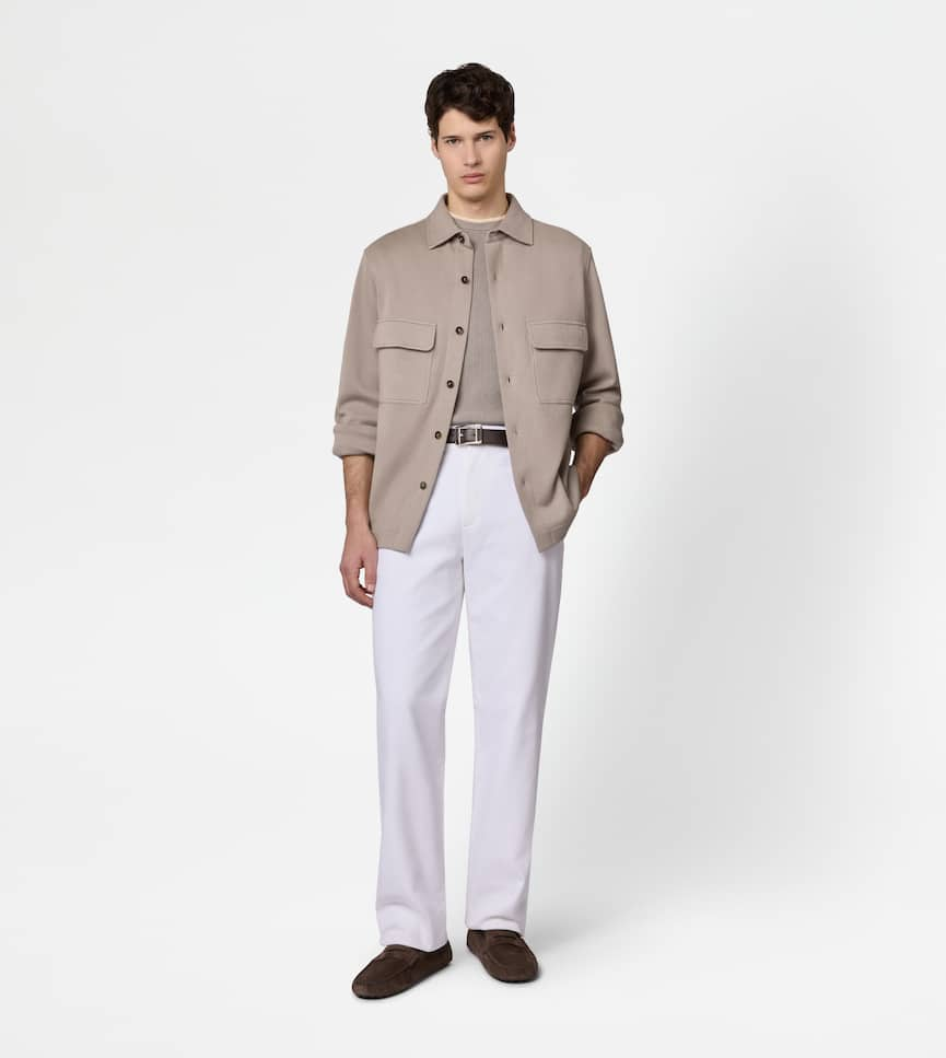 Relaxed Fit Chino Trousers in Cotton - On body, front view