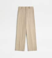 Pantalon en Laine Mélangée Coton-MARRON