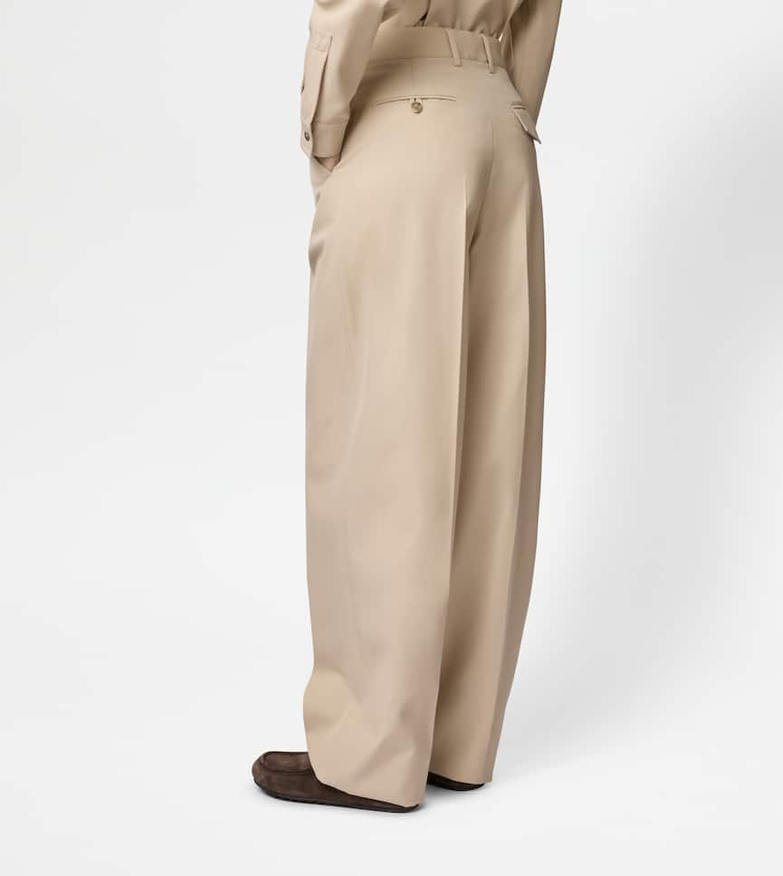 Pantalon en Laine Mélangée Coton - Porté