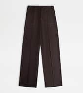 Trousers in Viscose Twill-BROWN