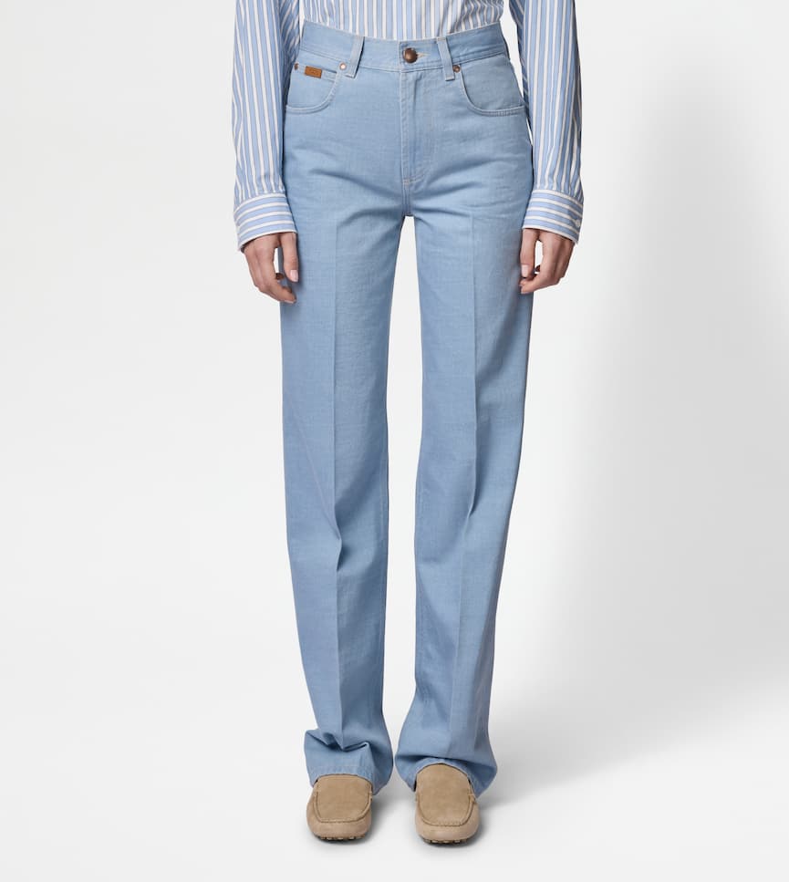 5 Pocket Trousers in Denim - On body