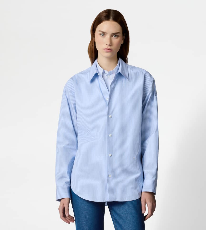 Double Collar Shirt in Poplin - On body