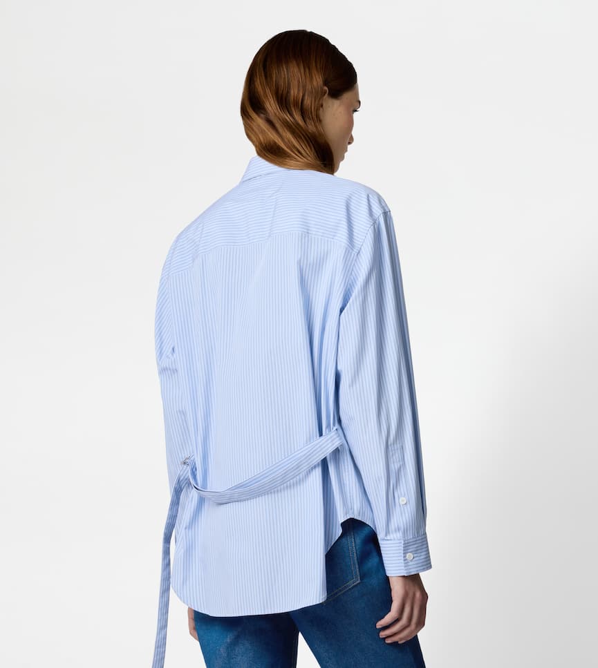 Double Collar Shirt in Poplin - On body