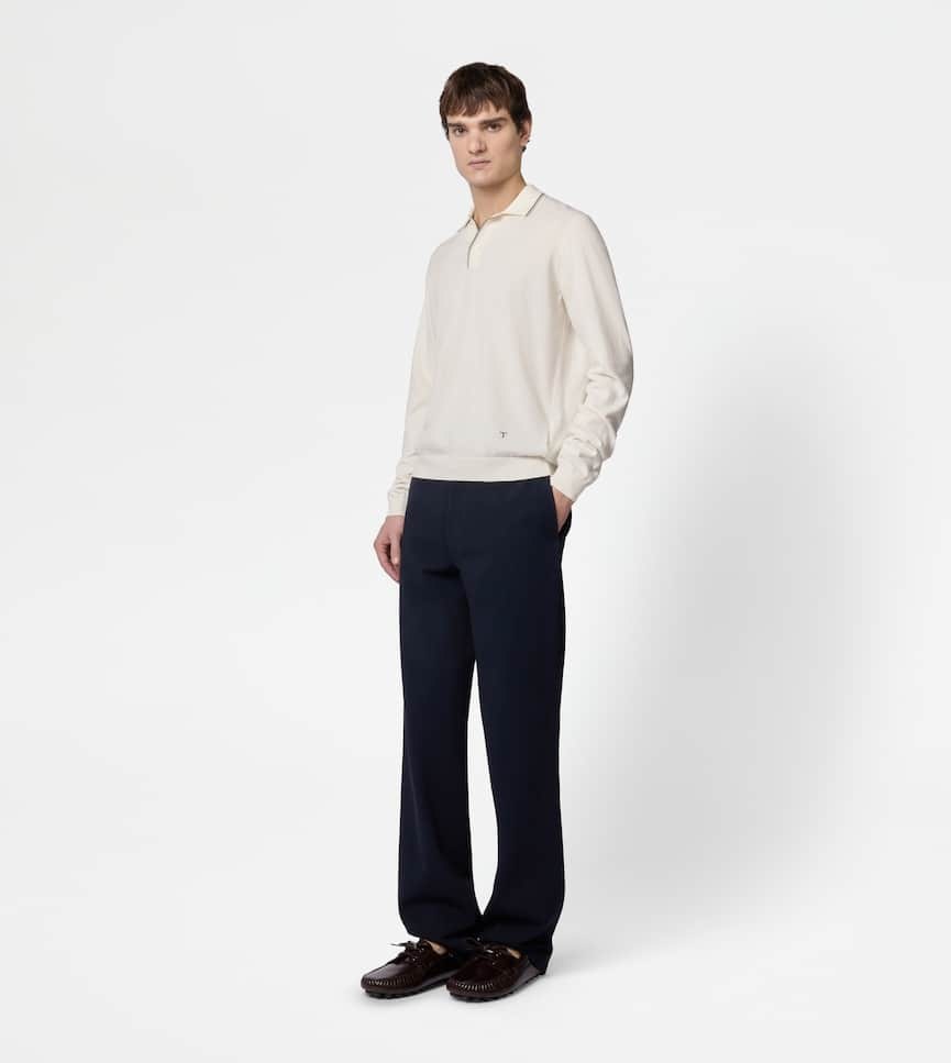 Polo Shirt in Cotton Knit - On body, front view