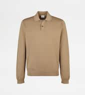 Polo Shirt in Cotton Knit-BEIGE