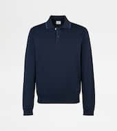 Polo Shirt in Cotton Knit-BLUE