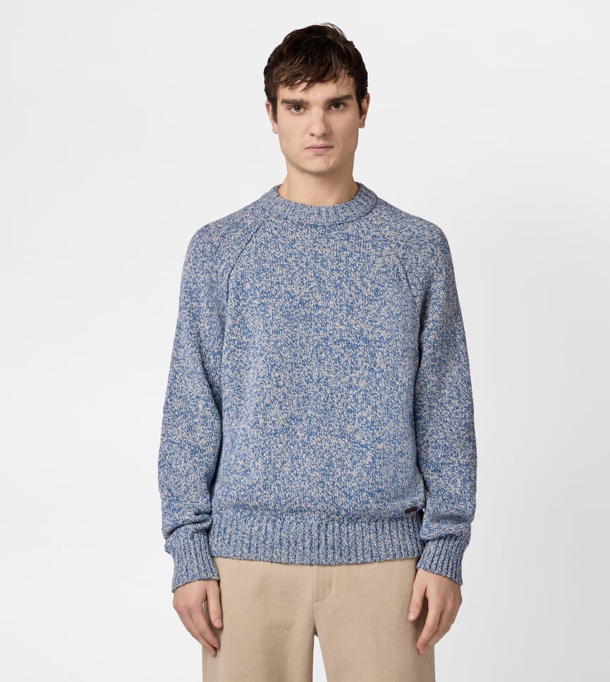 Round-neck Jumper in Mouliné Cotton - On body