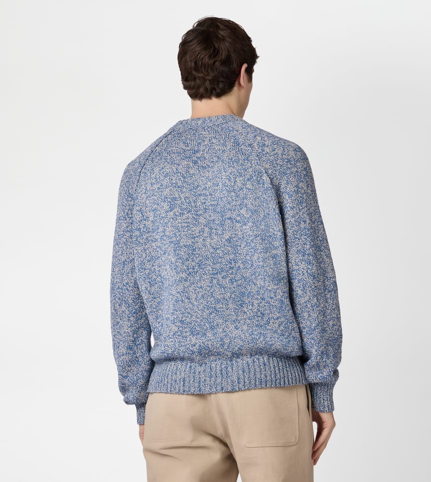 Round-neck Jumper in Mouliné Cotton - On body