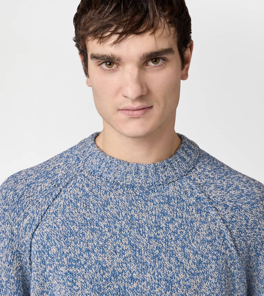 Round-neck Jumper in Mouliné Cotton - Detailing