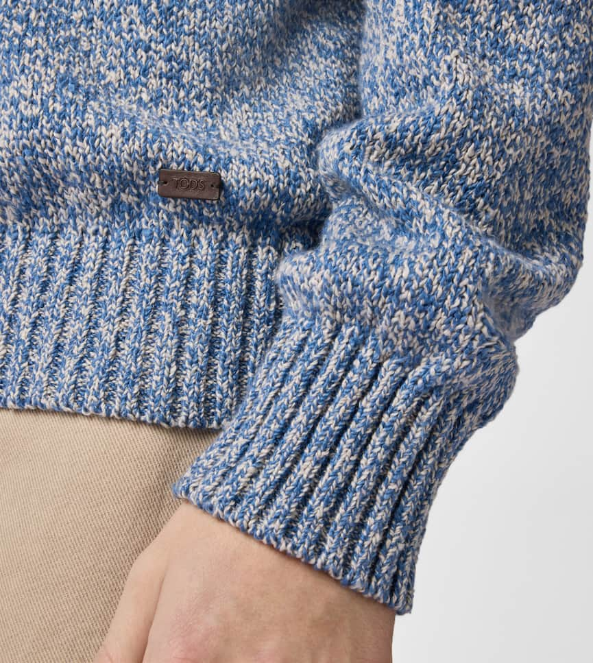 Round-neck Jumper in Mouliné Cotton - Detailing