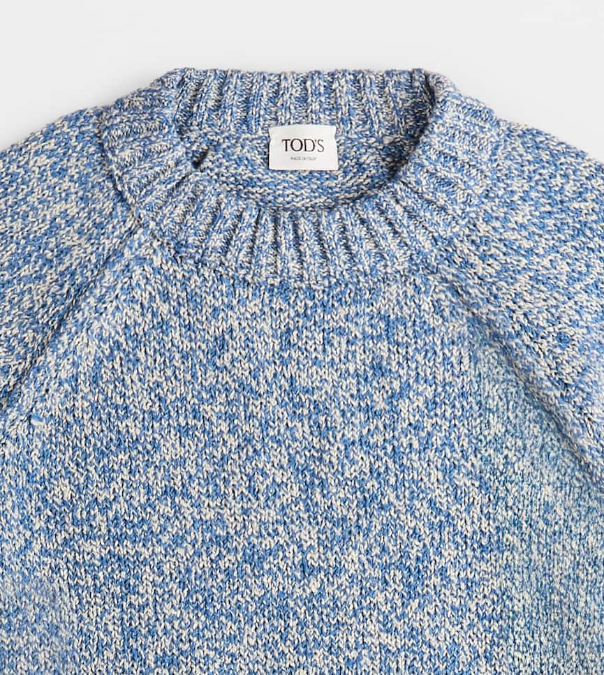 Round-neck Jumper in Mouliné Cotton - Detailing