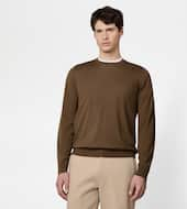 Round-neck Jumper in T15 Wool-BROWN