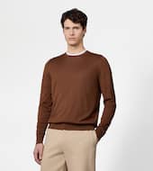 Round-neck Jumper in T15 Wool-BROWN