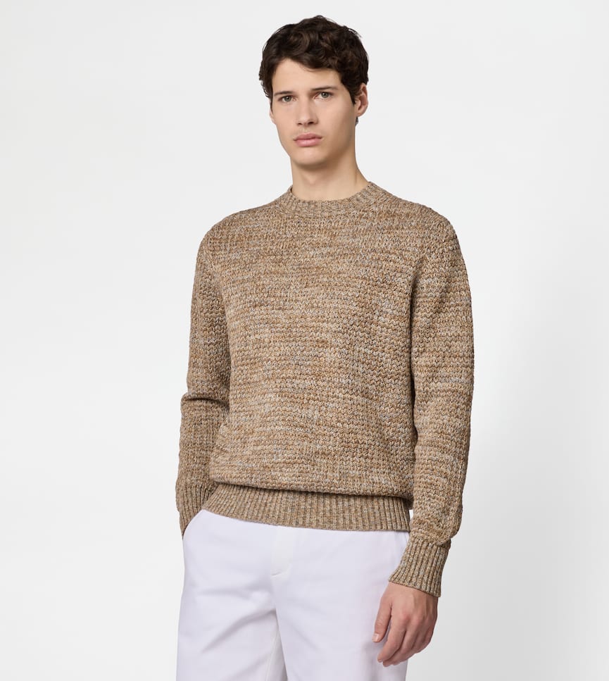 Linen Blend Mouliné Jumper - On body