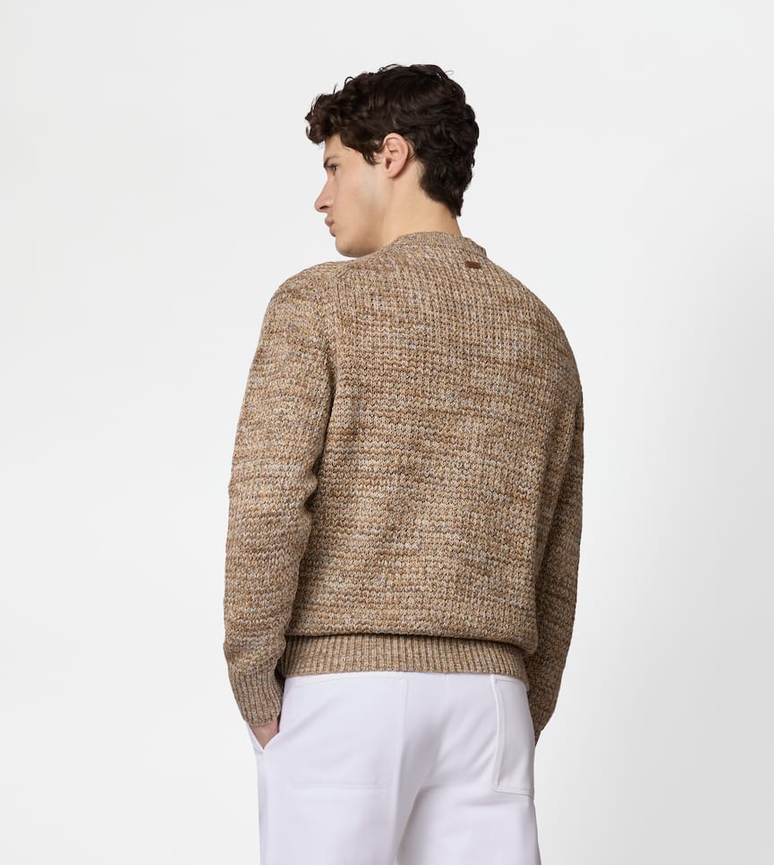 Linen Blend Mouliné Jumper - On body