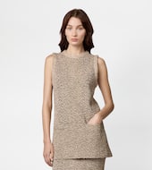 Top in Mouliné Knit-BEIGE, BLACK