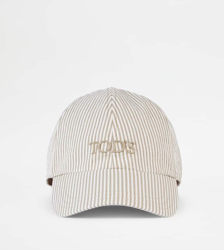 Baseball Cap in Seersucker Cotton - Front view