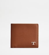 Wallet in Leather-BROWN, WHITE