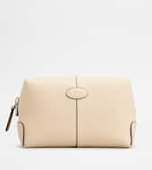 Pouch in Leather Large-BEIGE