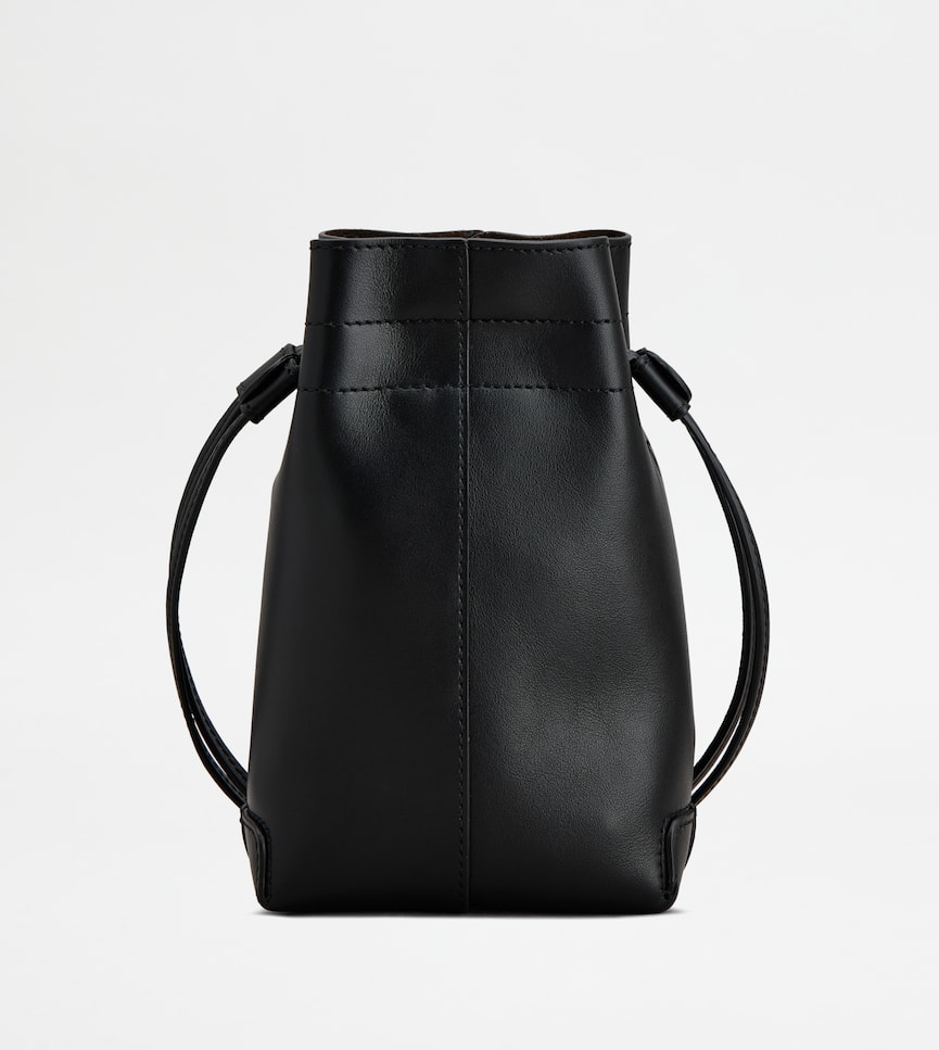 Micro Drawstring Di Bag in Leather - Rear view